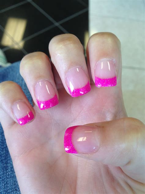 hot pink french tip nails|pink french manicure pics.